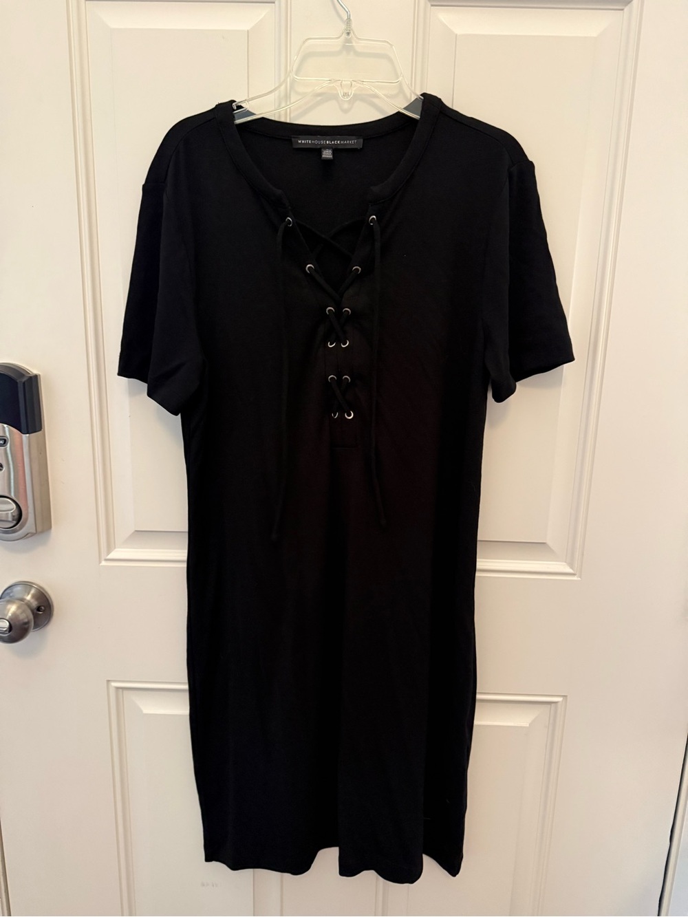 White House Black Market Black Lace-Up Midi Dress